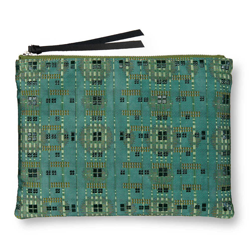 西陣織＋漆 スクエアポーチ ミディアム GROW