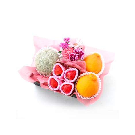 フルーツフラワーギフト華＜メロン・デコポン・いちご＞