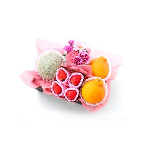 フルーツフラワーギフト華＜メロン・デコポン・いちご＞