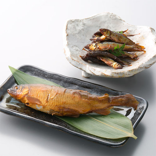 名代甘露煮鉄之助子持ち鮎・小糸鮎山椒煮 桐箱二段重