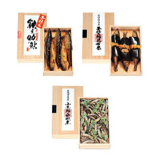 名代甘露煮鉄之助子持ち鮎・子持ち鮎昆布巻き・小糸鮎山椒煮　桐箱三段重