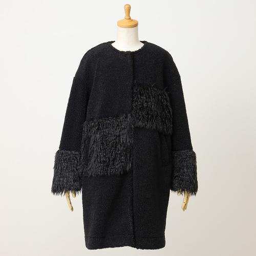 婦人異素材MIXシャギーロングコート