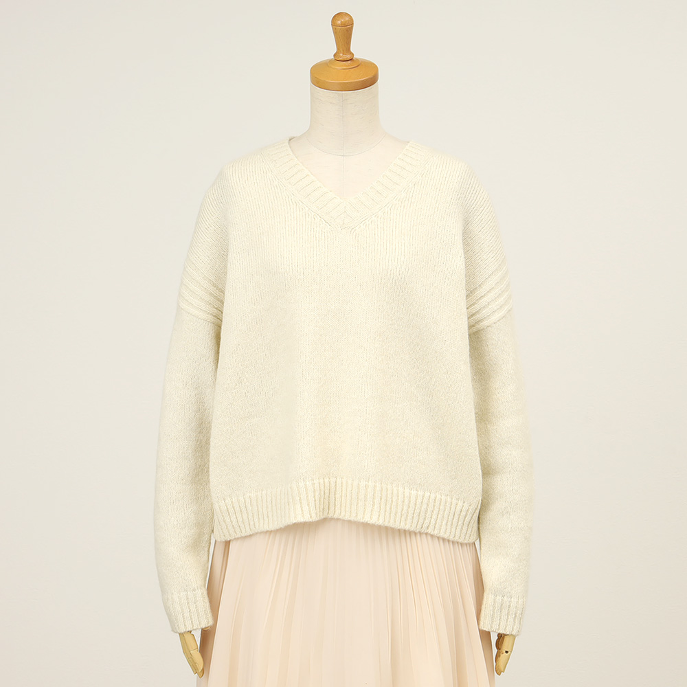 ＜SIMPLE（シンプル）＞レディースVネックアルパカセーター