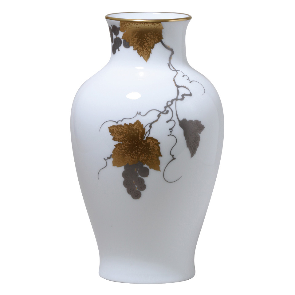 大倉陶園 金蝕ぶどう 花器 花瓶 花生 金蝕ぶどう 28cm花生 | 商品