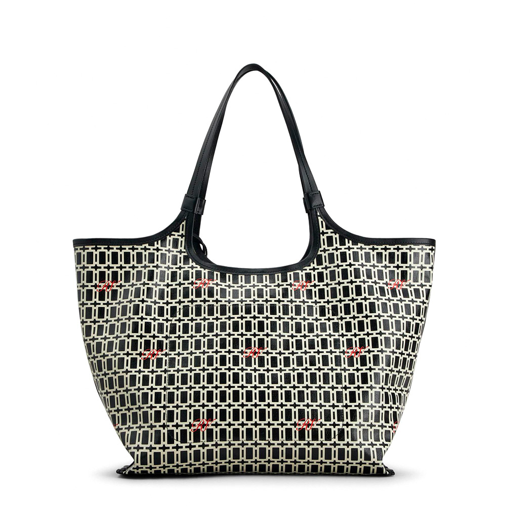 ブラック Woman グラン ヴィヴィエ ファブリック ショッピング バッグ ミディアム RBWAOCA0300PXTPZB999 | Roger  Vivier