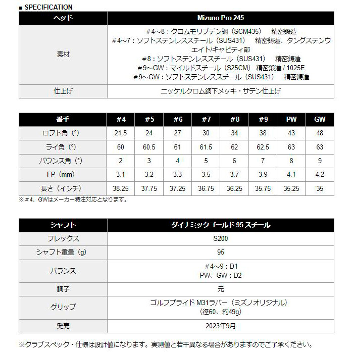 美品】MizunoPro 243 ダイナミックゴールド95R300 6本 Pro 245