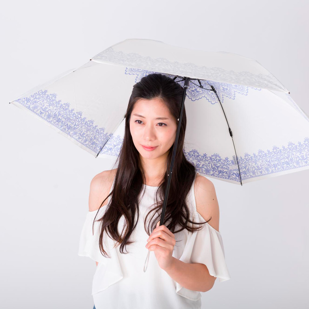 プレミアムホワイト 晴雨兼用折りたたみ傘 レース柄 | 商品詳細