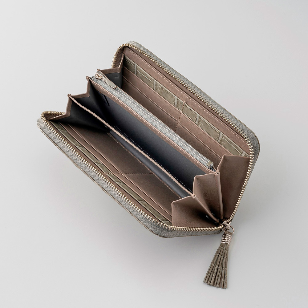 クロコダイル 長財布 HCP社製 画期的 茶 マット L字ファスナー ギフト  