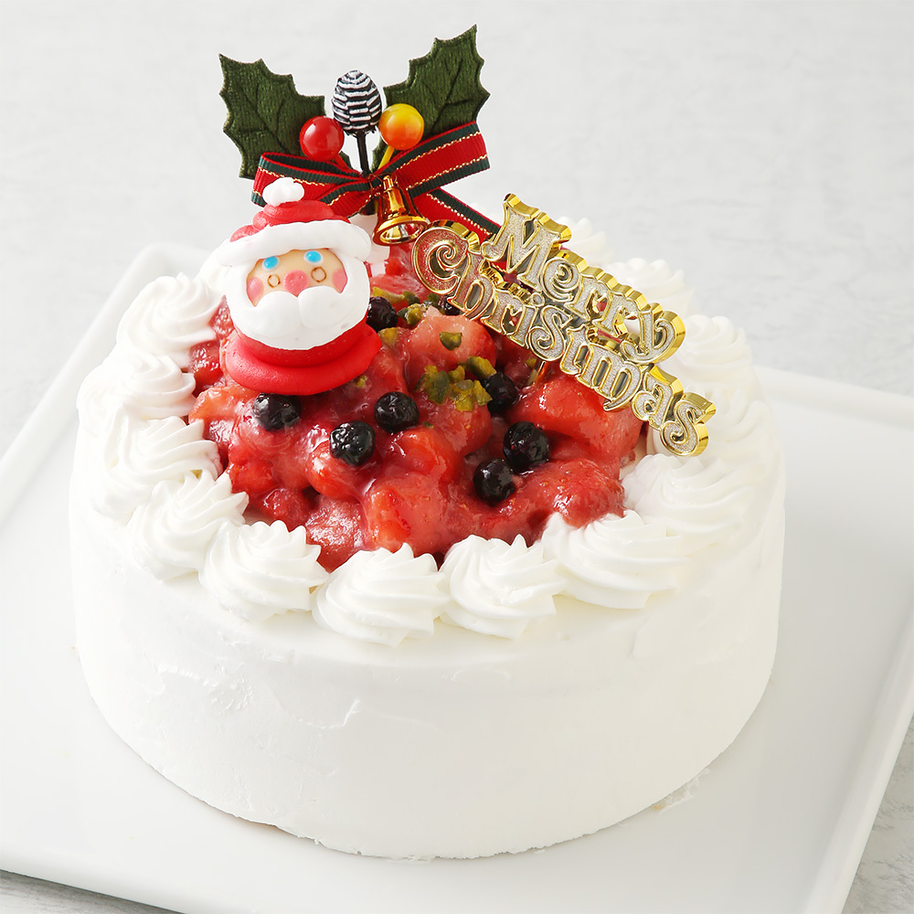 クリスマスショートケーキ お取り寄せ カット苺やコンフィチュールを飾ったデコレーションケーキ