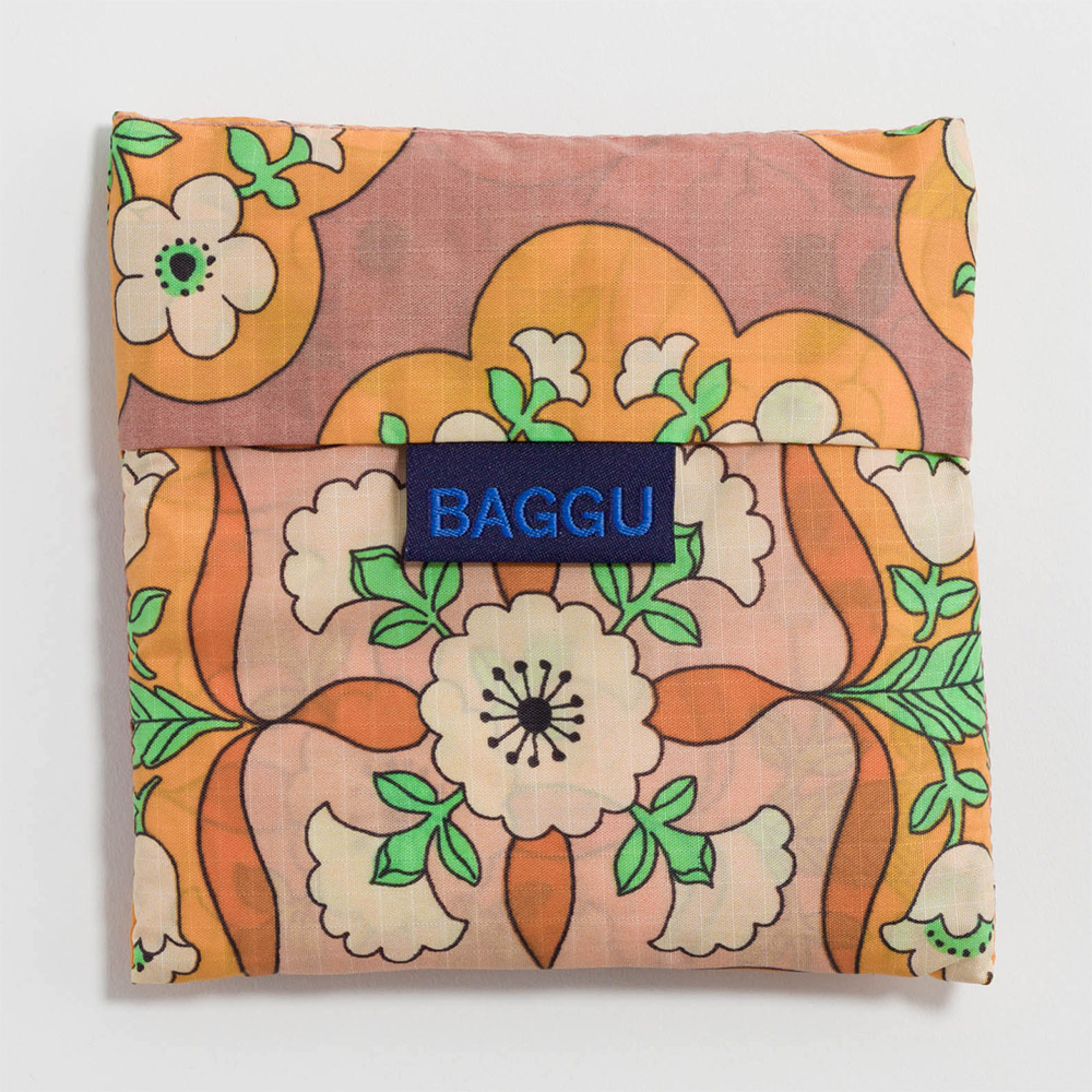 BAGGU スタンダード　エコバック　Litho Floral フラワー 花　青