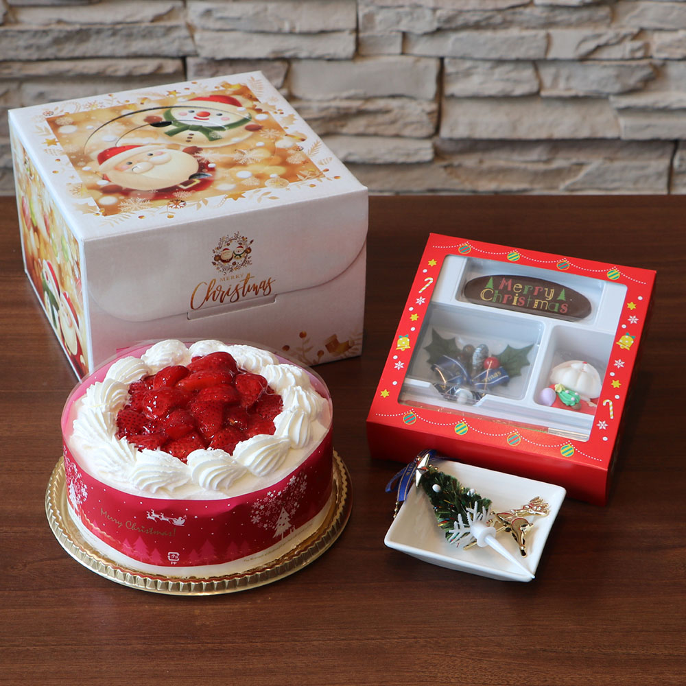 クリスマスショートケーキ お取り寄せ カット苺やコンフィチュールを飾ったデコレーションケーキ