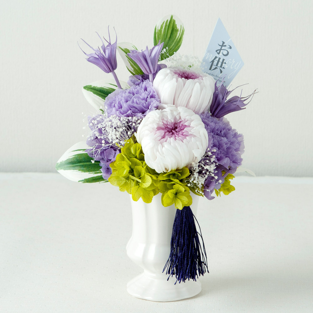 ニチリウ お供えプリザ ブドフラワー 白藍 ホワイト 一対 2個 セット Welzo Store 通販 Paypayモール されないよ