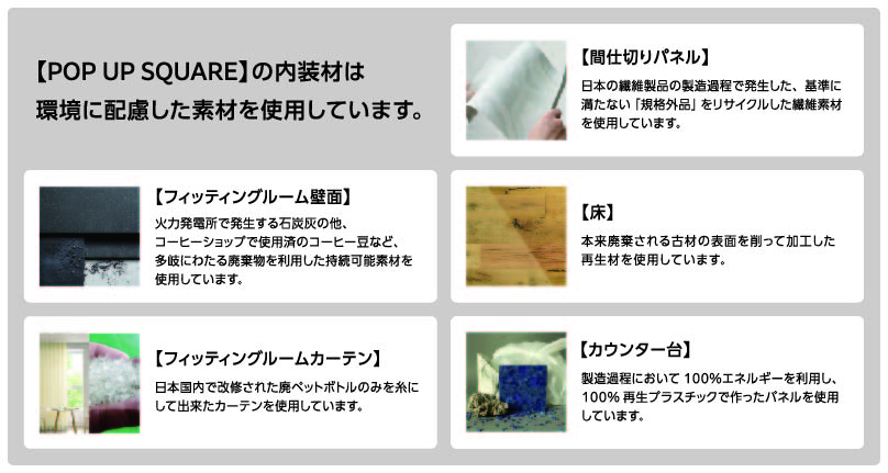 「POP UP SQUARE」の内装材