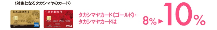 〈対象となるタカシマヤのカード〉タカシマヤカード《ゴールド》・タカシマヤカードは8% 10%
